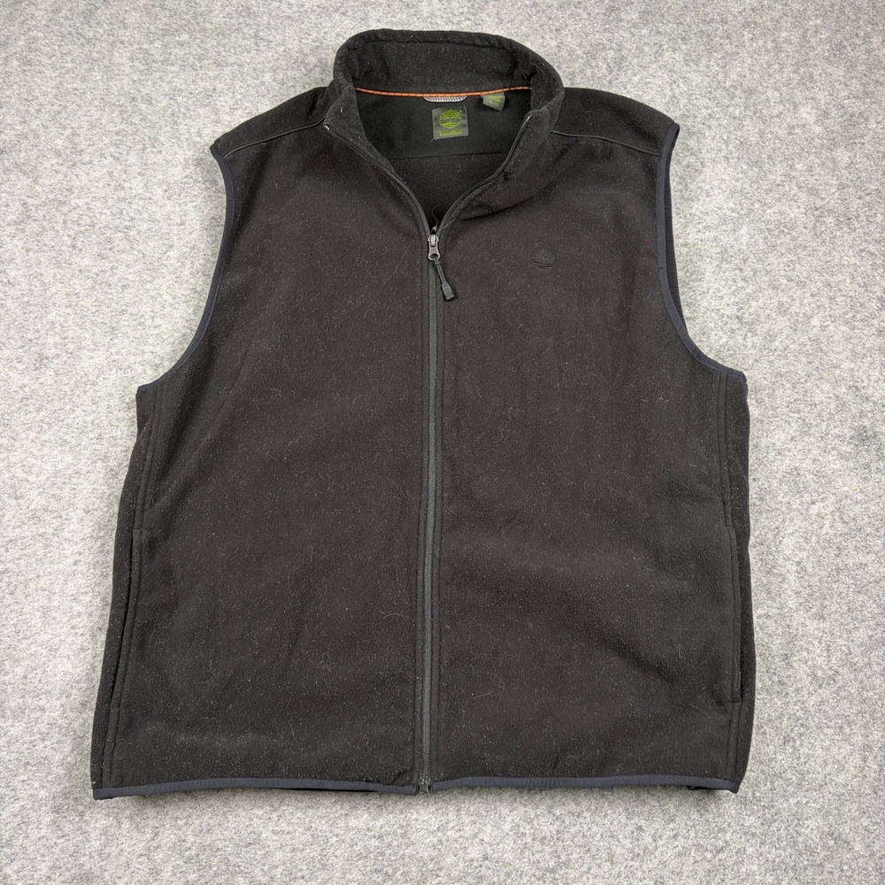 Timberland Fleece Vest Mens XL Black Full Zip Outdoor Gorpcore‎ Mountains Hiking